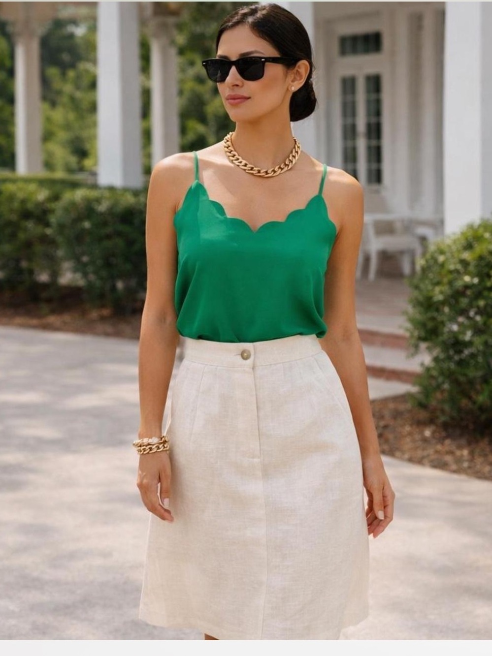 J. Crew Emerald Scallop-Edge Camisole‎
